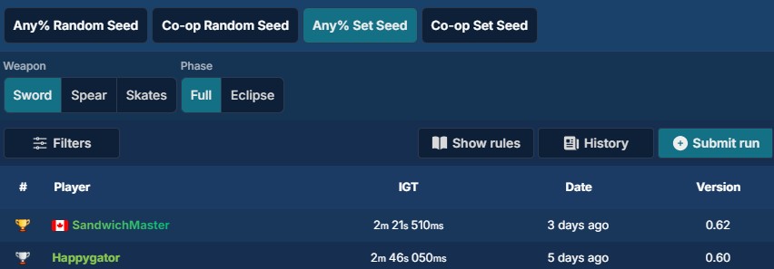 Set Seed leaderboard